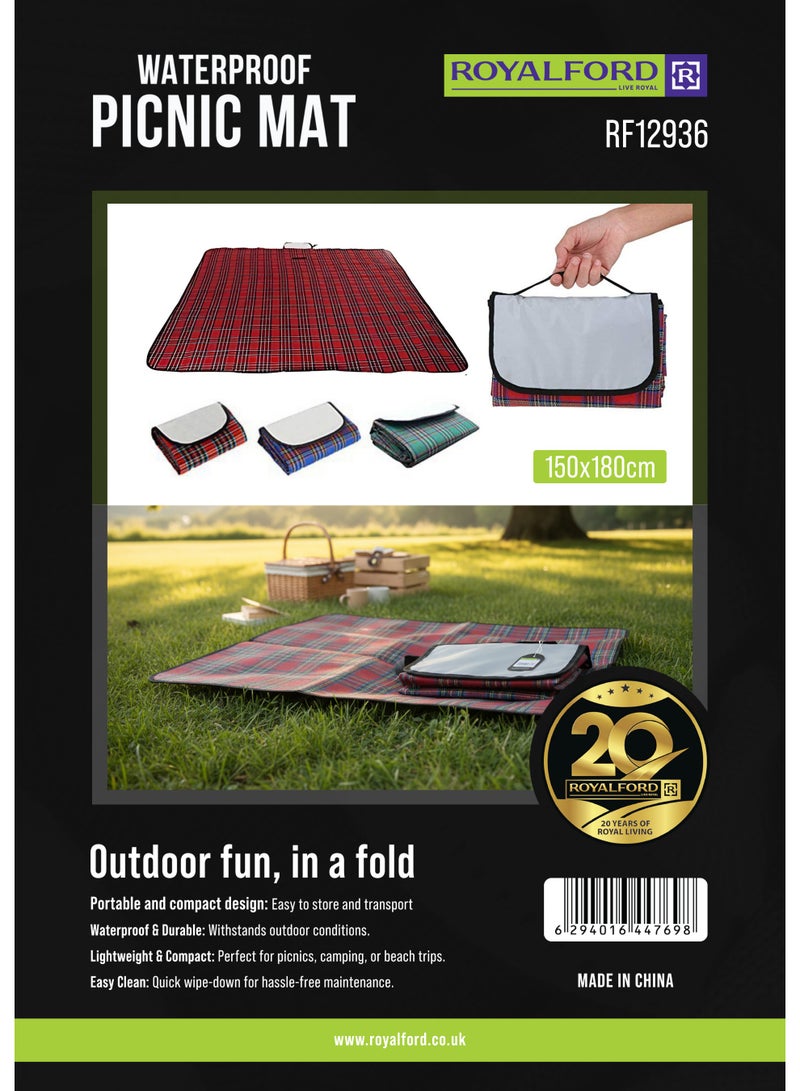 Royalford Waterproof Picnic Mat RF12936 150x180 cm, Lightweight, Portable, Perfect for Indoor and Outdoor Entertainment Assorted Colors - Image 2